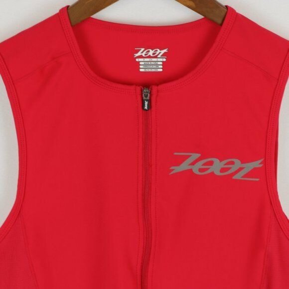 Zoot Men's Small Red 1/2 Zip Crewneck Active Triathlon Mesh Tank Top - Picture 2 of 8